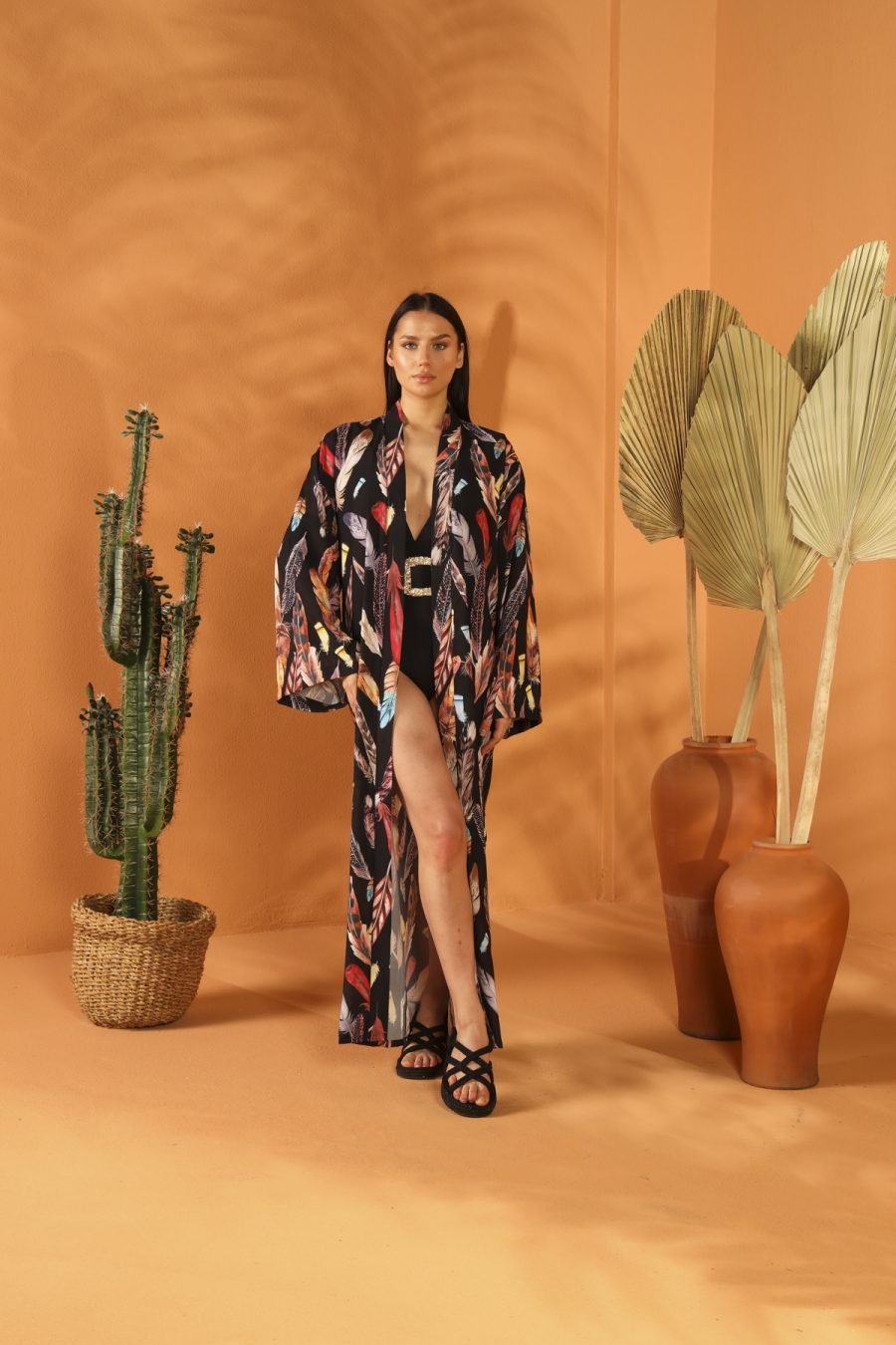 BLACK FEATHER Long KİMONO - Image 2