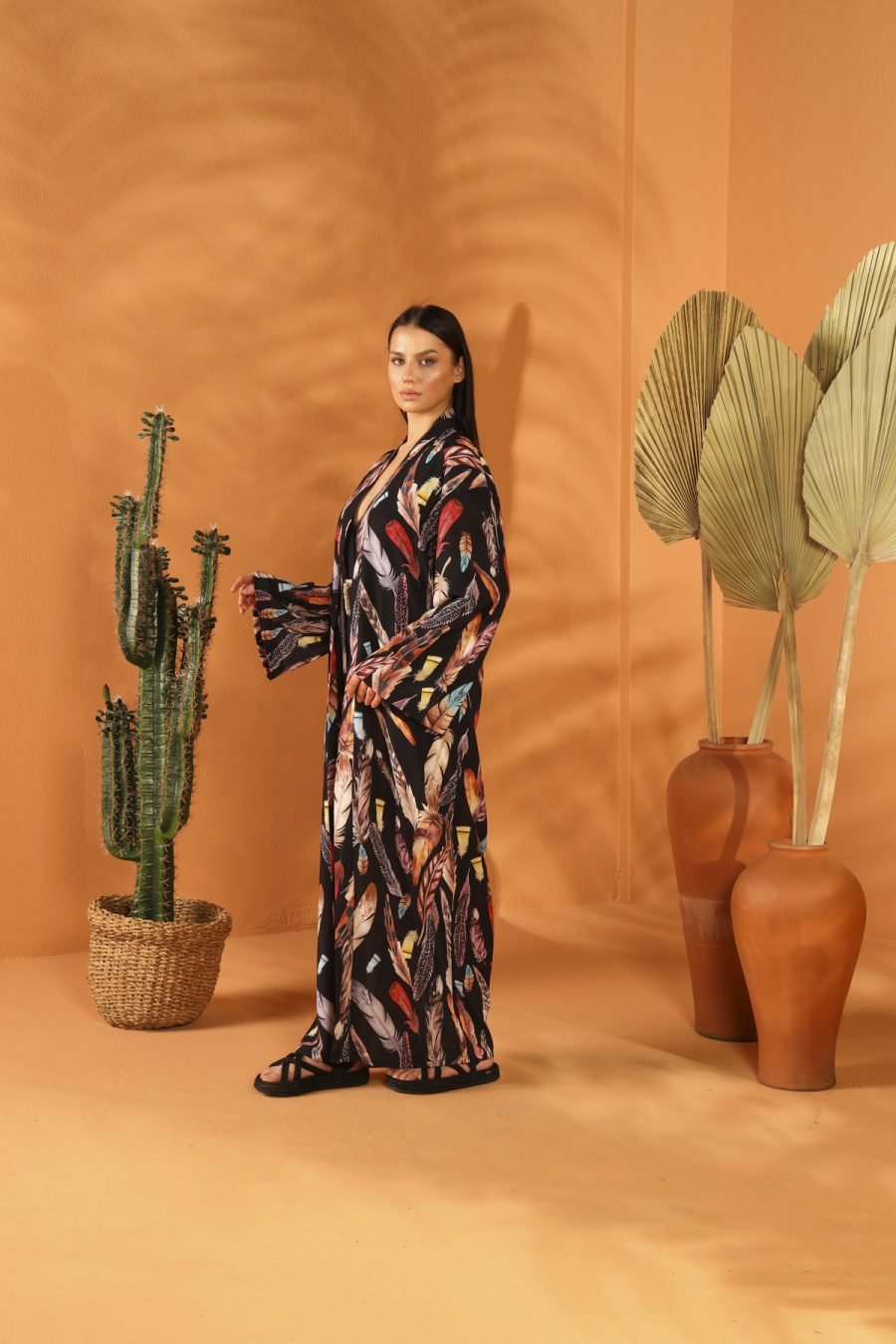 BLACK FEATHER Long KİMONO - Image 4