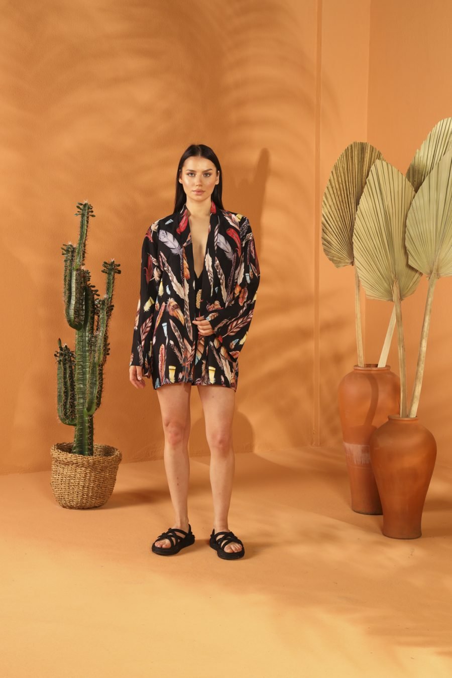 BLACK FEATHER Short KİMONO - Image 2