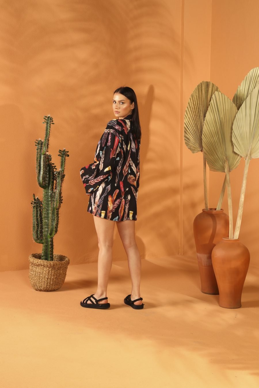 BLACK FEATHER Short KİMONO - Image 4