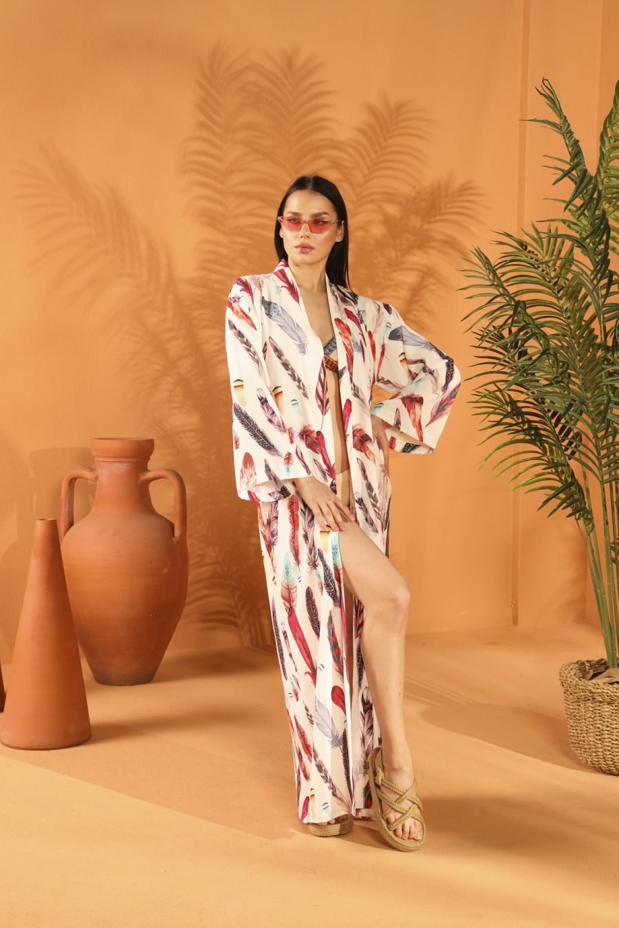 WHITE FEATHER Long KİMONO