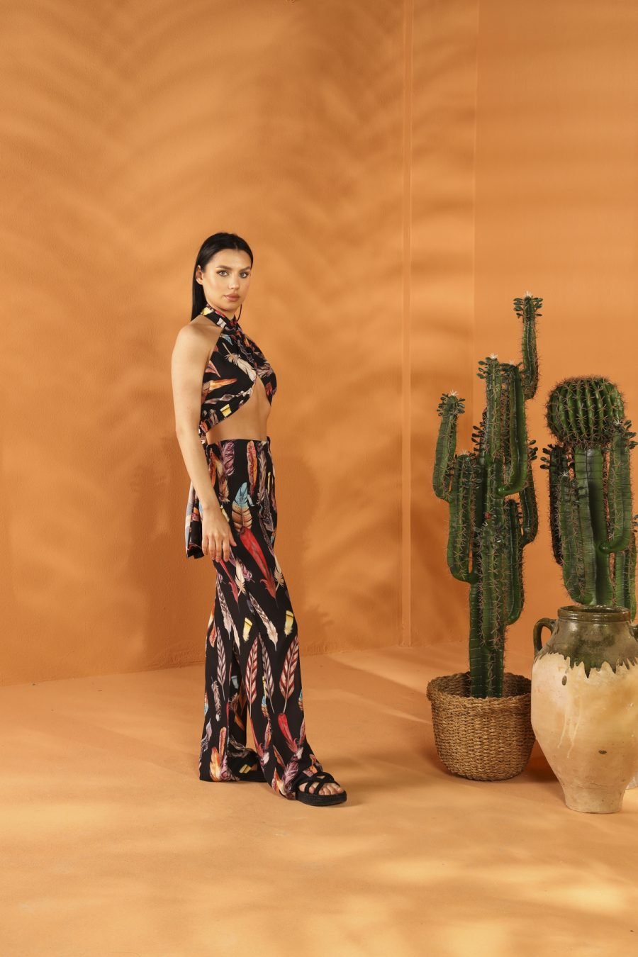 BLACK FEATHER Shawl Pants Set - Image 4