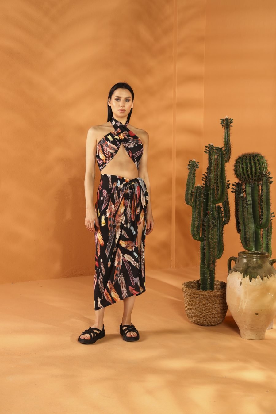 BLACK FEATHER PAREO Skirt