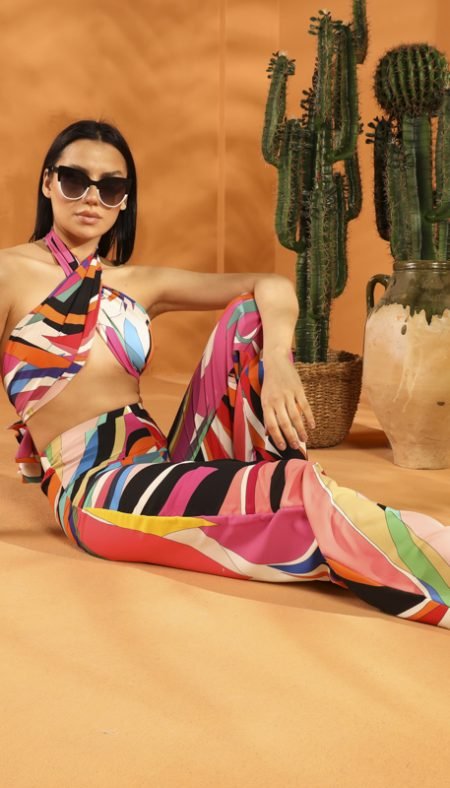 MULTI COLORED Shawl Pants Set