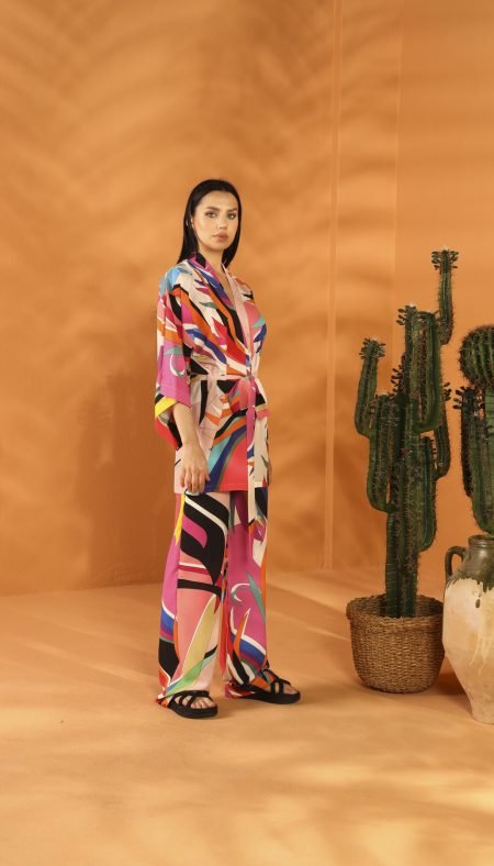 MULTI COLORED KIMONO Pants Set