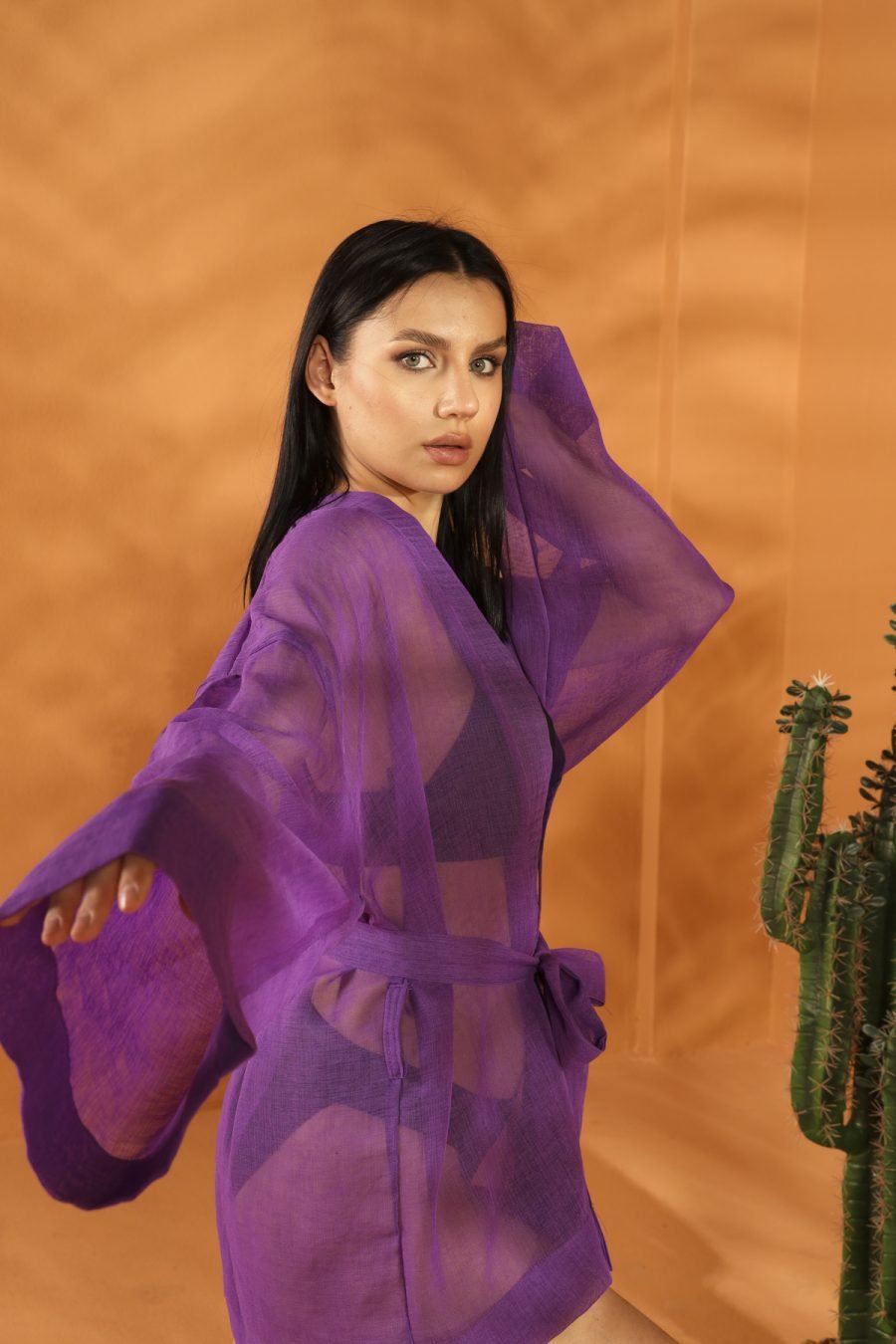 PURPLE BEACHTALK Short KİMONO - Image 4