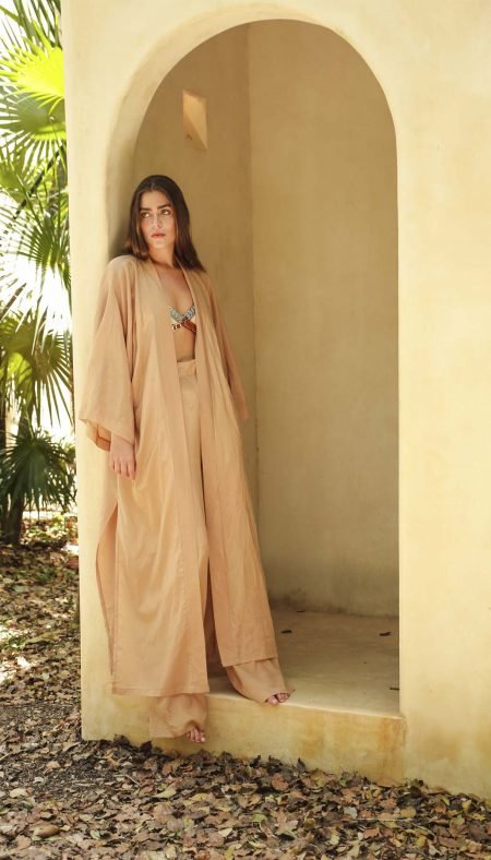 Cappuccıno Kimono&Pants Set