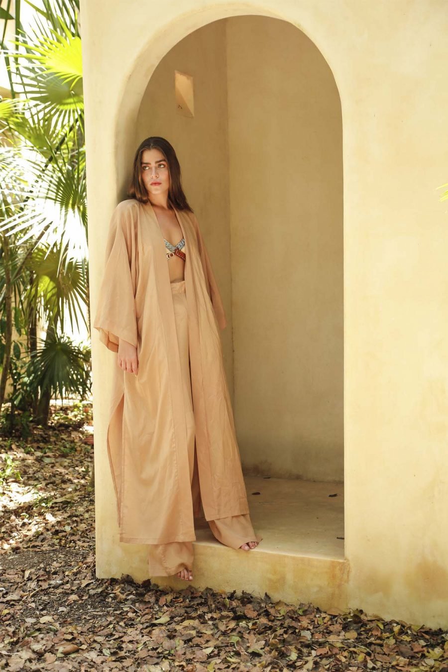 Cappuccıno Kimono&Pants Set